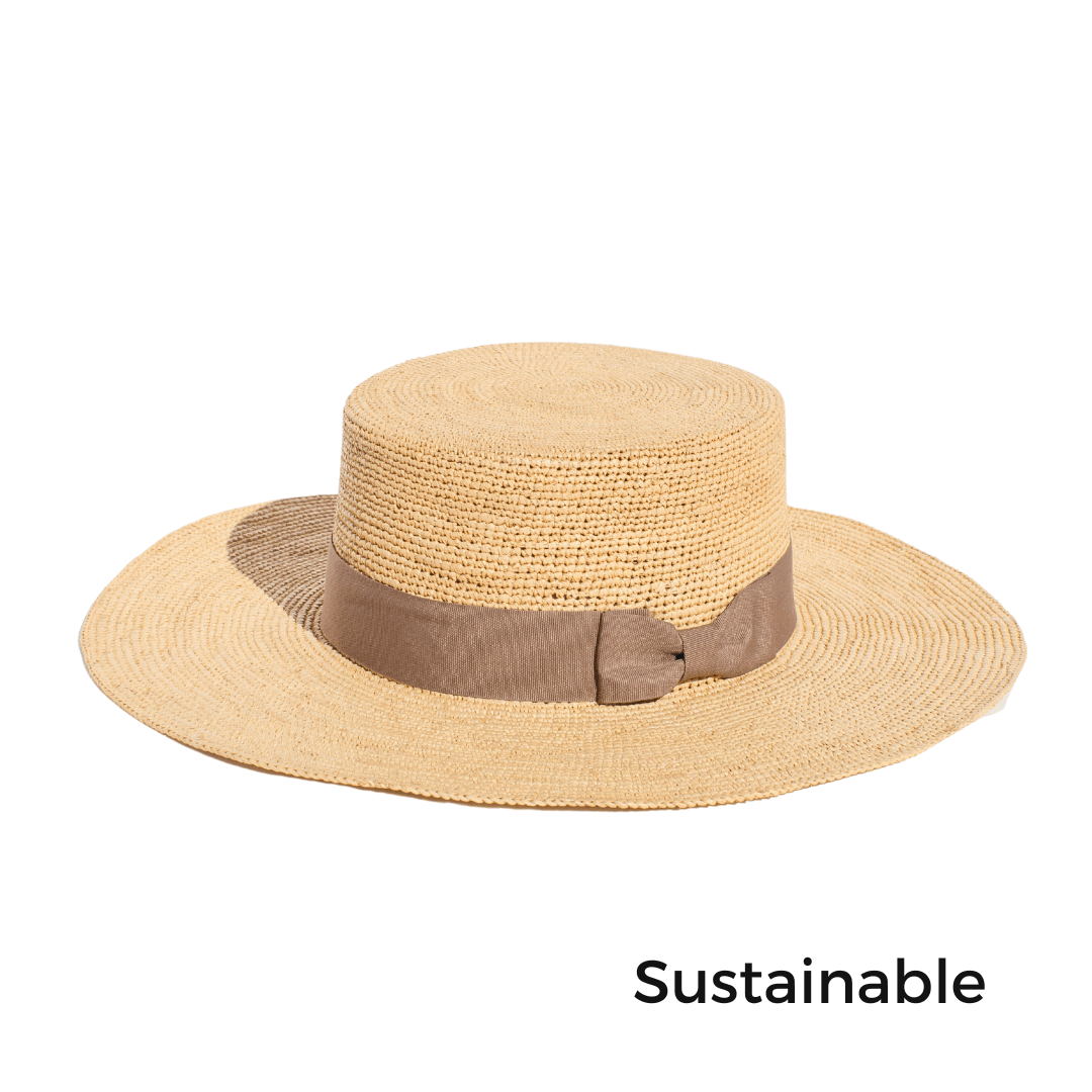 Wide Brim Playa - Beige Crochet Style Straw Hat - Nubian Lane Hat Co.